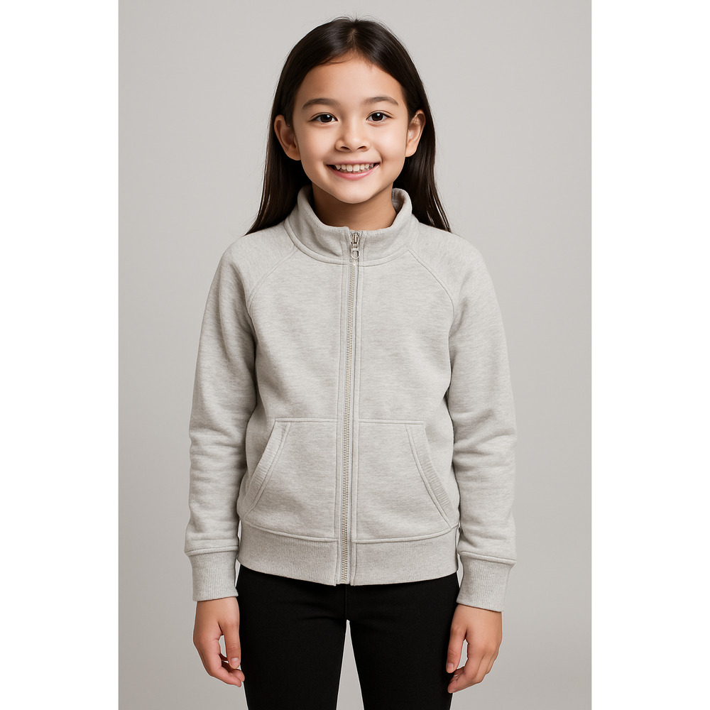Kids Full Zip Jacket Gray Size 10Y | Lightweight Zip-Up Sweatshirt | Unbranded